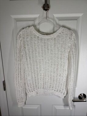 Yaya loose knit white cotton sweater size small